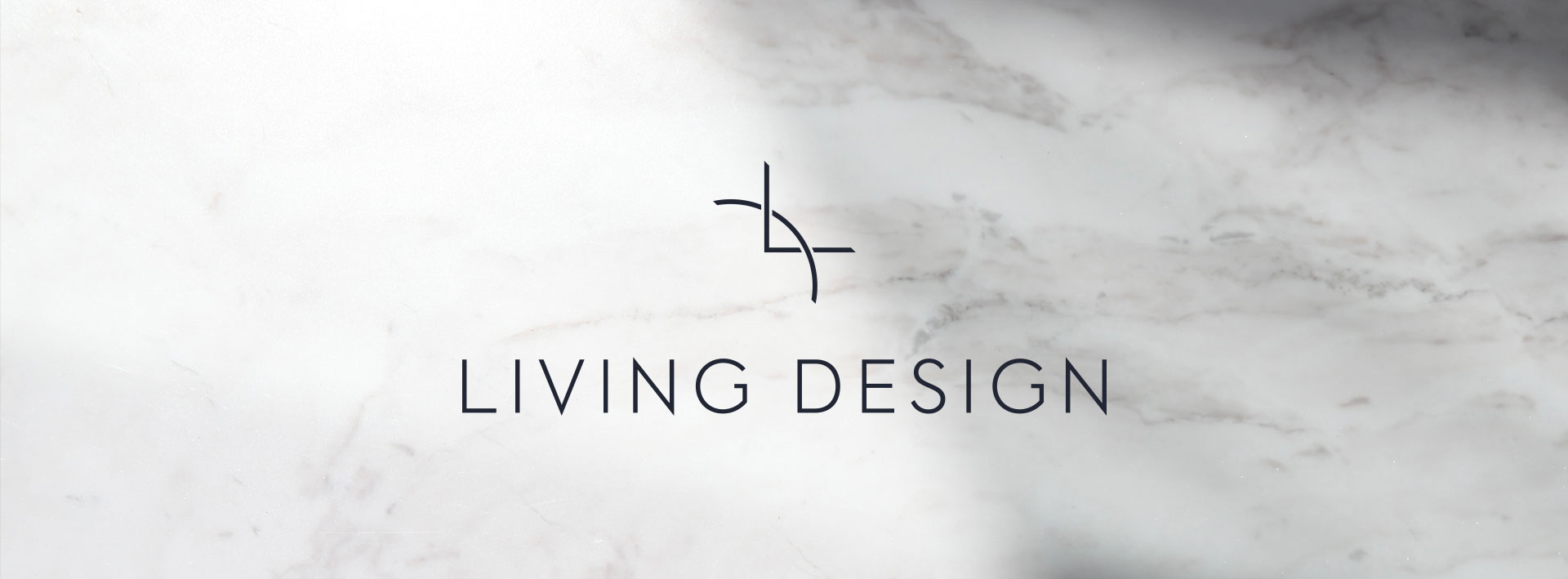 Living Design Logo On White Marble Textured Background